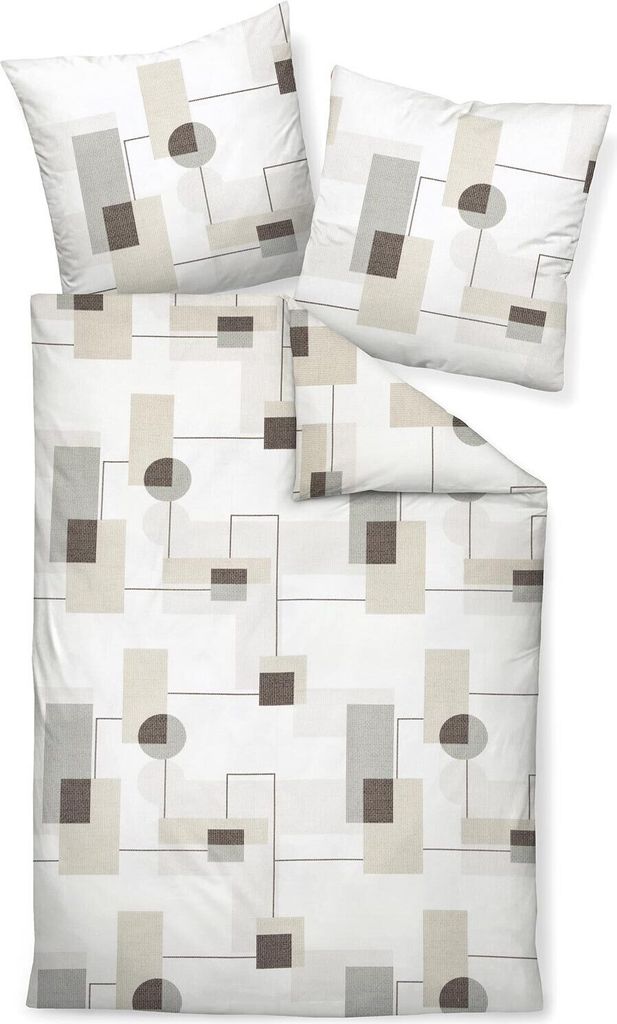 Janine Design Feinbiber Bettwäsche-Garnitur Design DAVOS 65117 Farbe weidenkätzchen taupegrau-08 Größe 155x200 + 80x80 cm