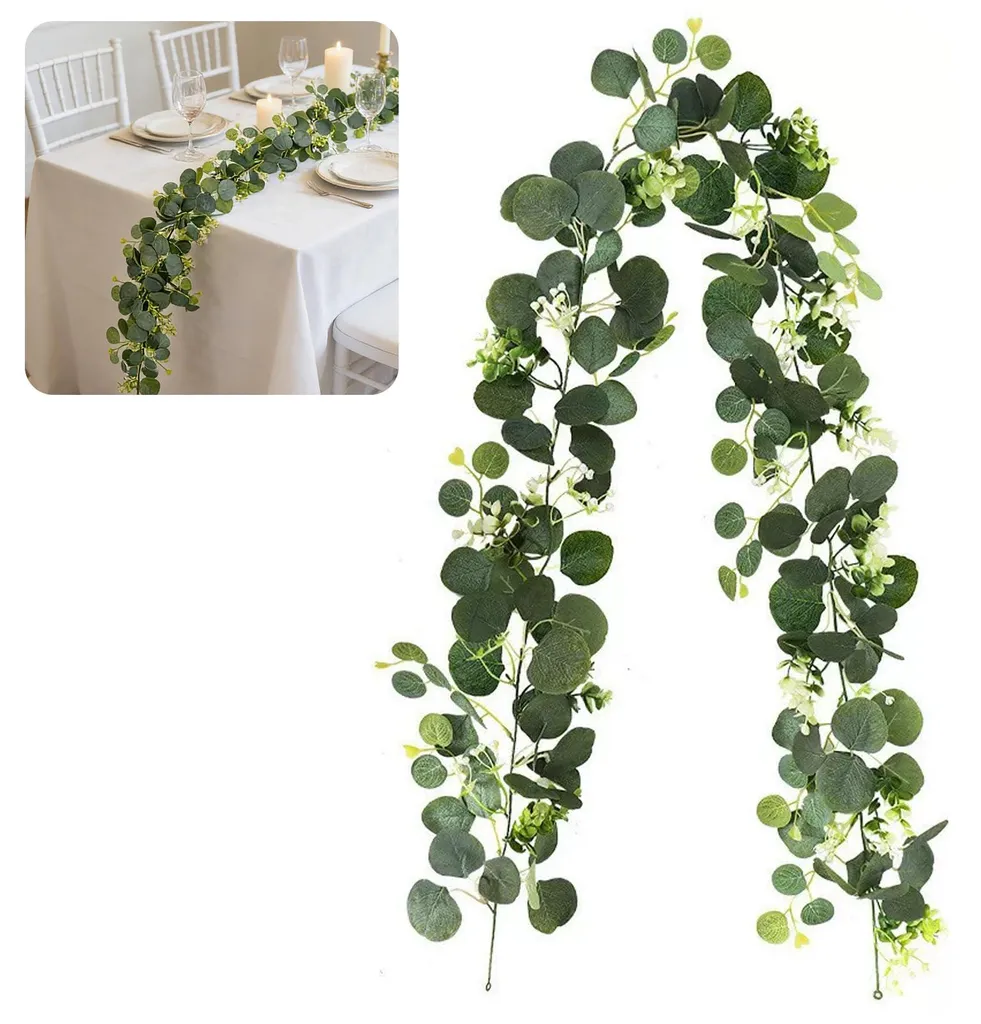 Couronne d'eucalyptus artificielle 180 cm de long pour décor de mariage