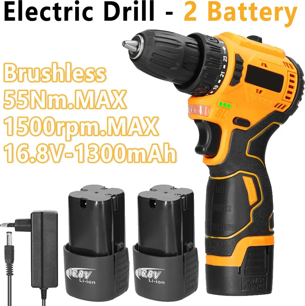 Perceuse-visseuse sans fil 2-en-1 avec moteur brushless 55 Nm et argent