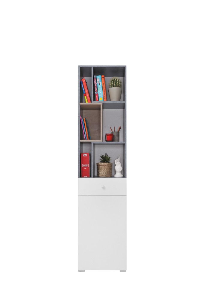 Masseno Buchregal GALIA für Wohnzimmer Büro oder Lesezimmer 45x40x190 cm, Taupe