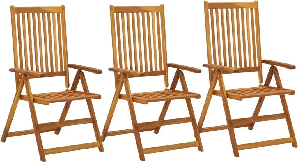 Chaises de jardin réglables pour repas et détente - Bois acacia (x3)