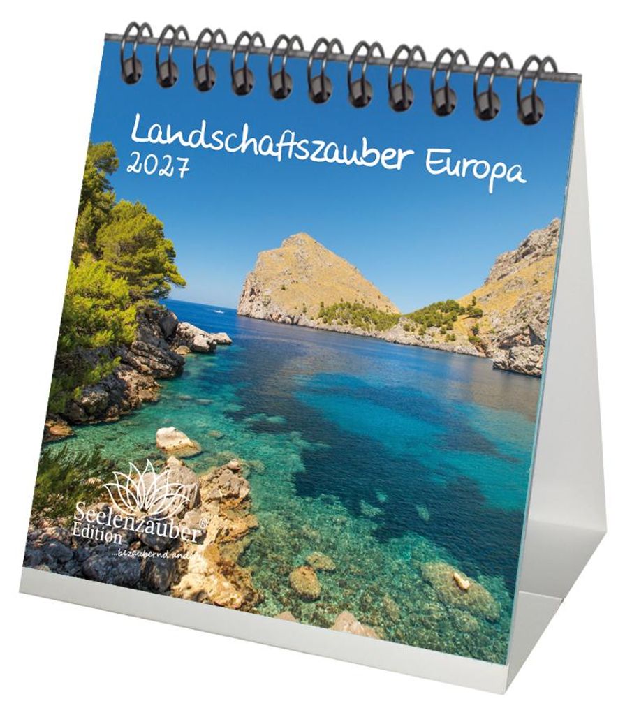 Landschaftszauber Europa Tischkalender 10x10cm für 2027 Landschaften und europäische Länder - Seelenzauber