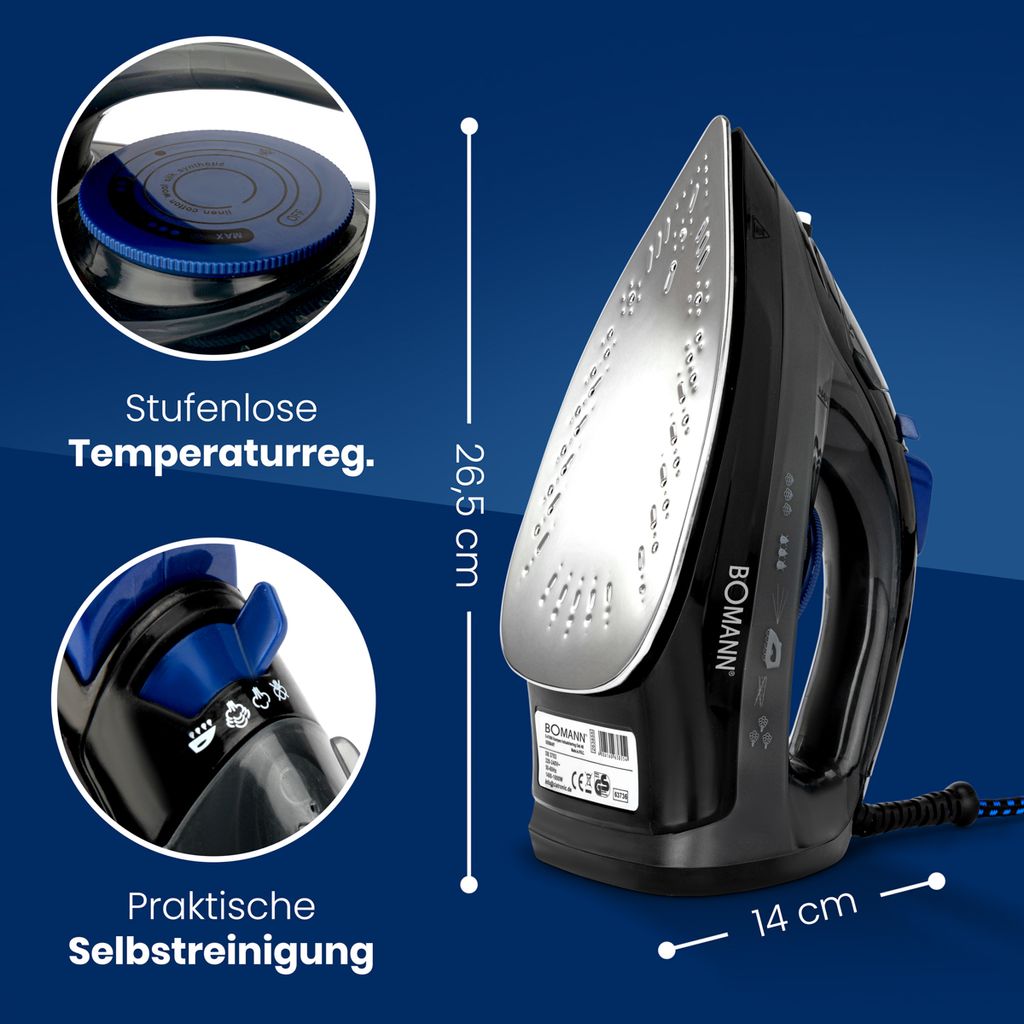 Bomann® Dampfbügeleisen mit Edelstahlspezialsohle | 1800W | Produktbild 7