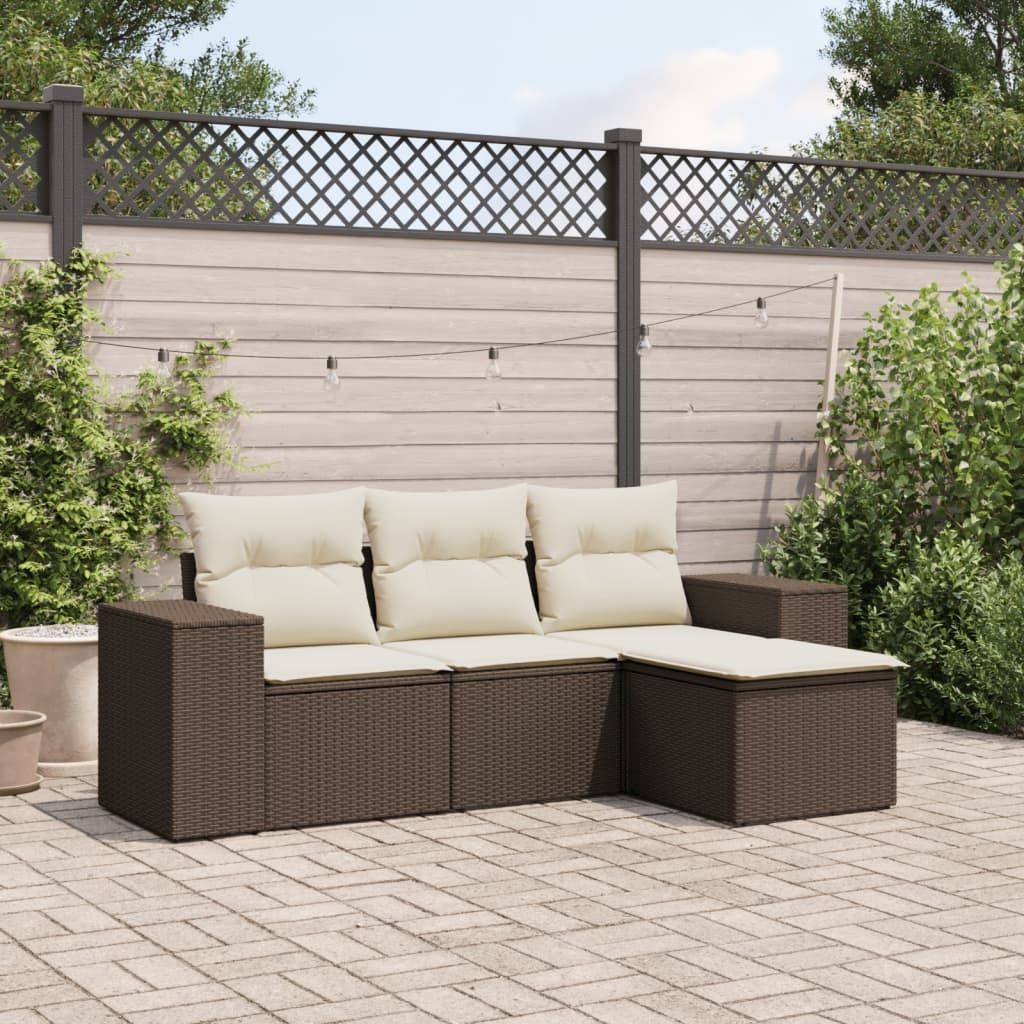 Maison Exclusive - 4-tlg. Garten-Sofagarnitur mit Kissen Braun Poly Rattan