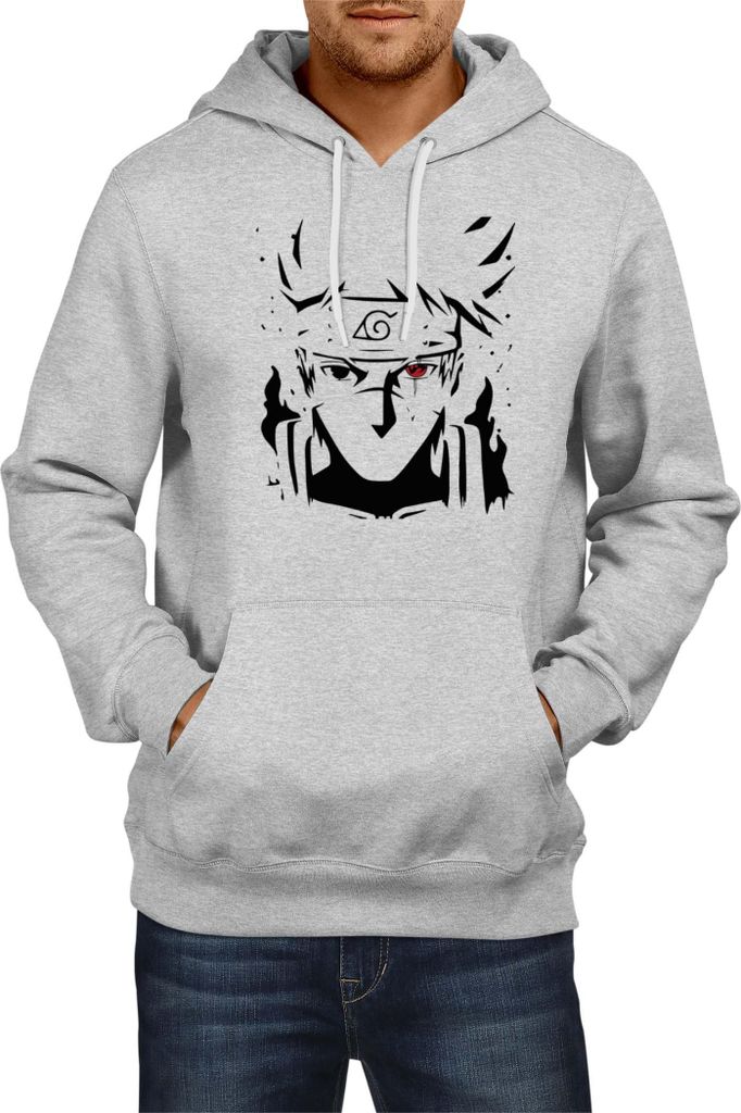 Herren Kapuzenpullover Naruto Kakashi Hatake 07, Man 2XL / Grau