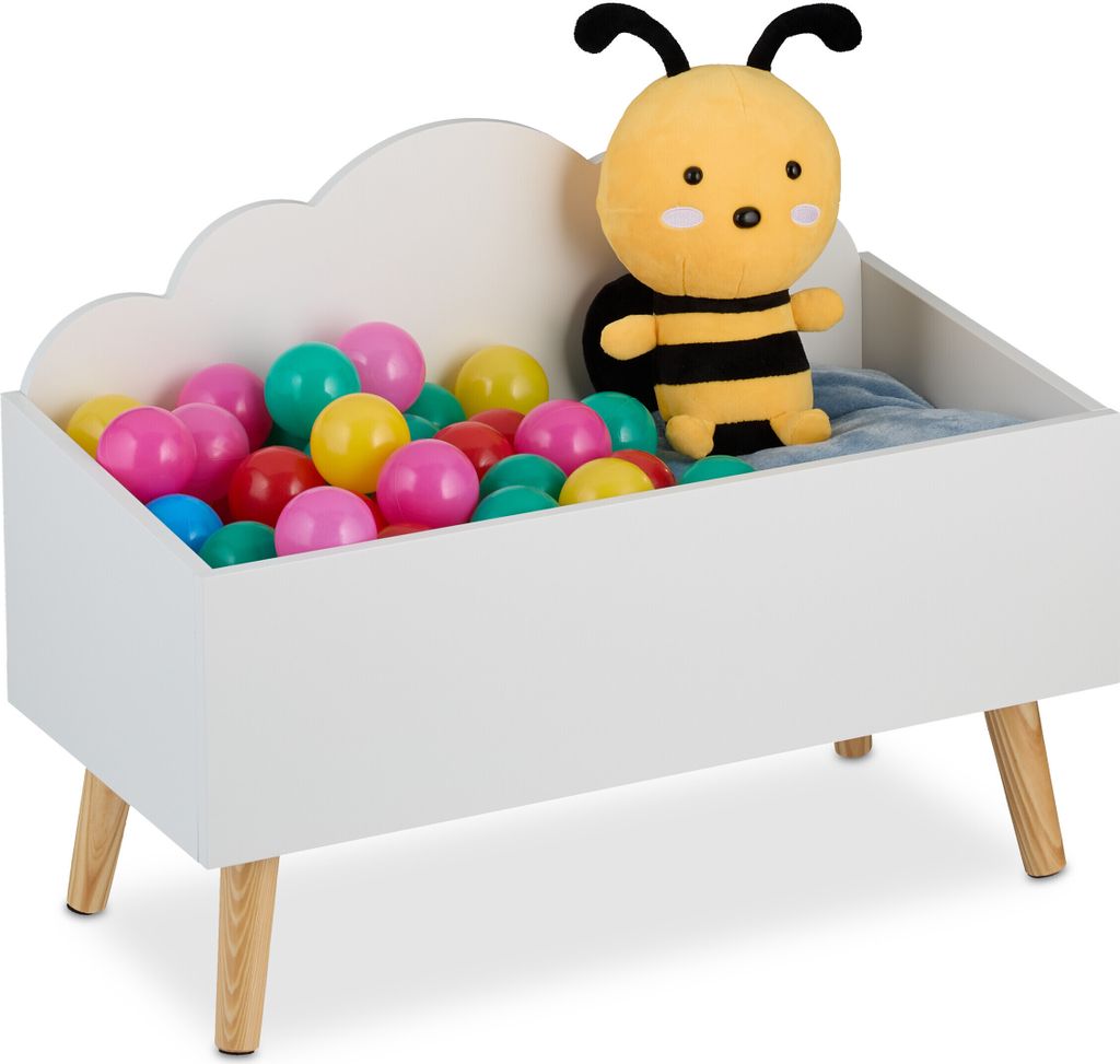 Relaxdays Kindertruhe, Wolken-Design, HxBxT: 45 x 60 x 30 Produktbild 