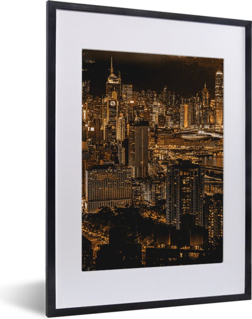 MuchoWow® MuchoWow® Gerahmtes Poster Gold - Stadt - Gebäude Produktbild 