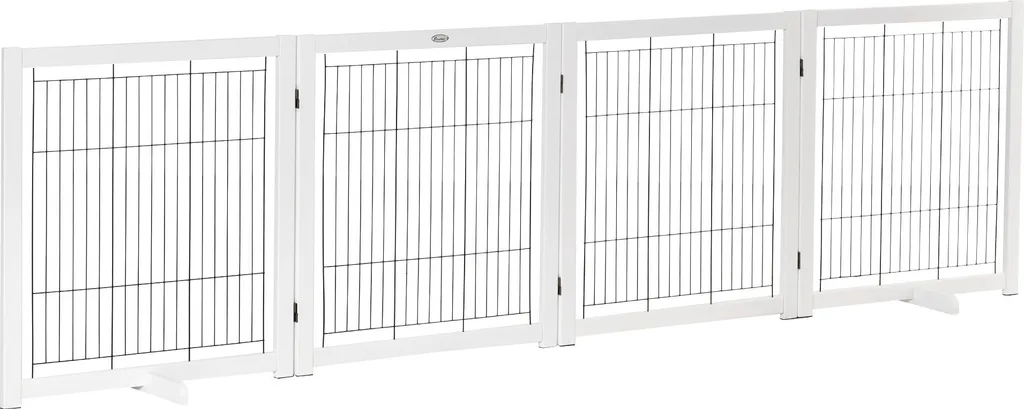 Barrière pour chiens autoportante sans perçage bois blanc 305cm