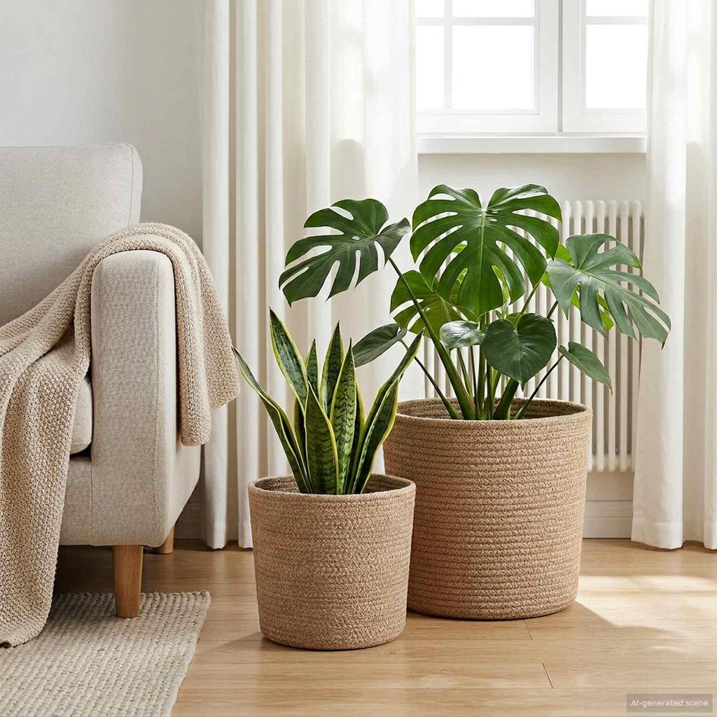 Plantenpot Set 2 pcs Naturel Ø 28 x 28 cm 100% Tossa Jute Productafbeelding 