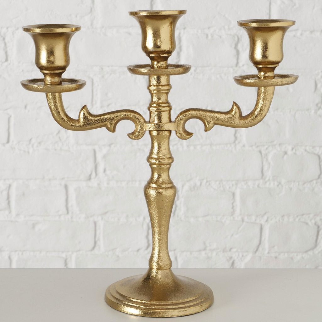 Boltze Kerzenhalter Varas gold, 3-flammig, 25x26 cm