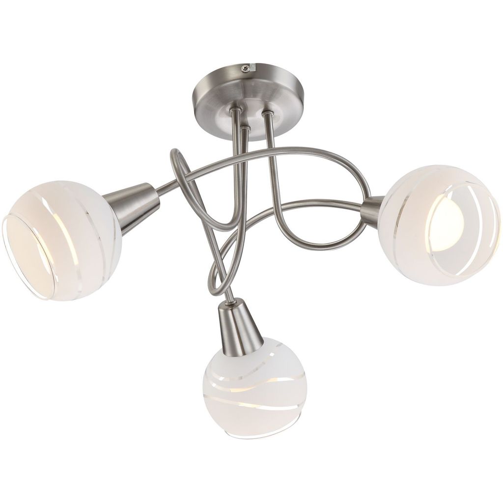 Globo Lighting Deckenleuchte Metall Nickel matt, Glas opal, Produktbild 