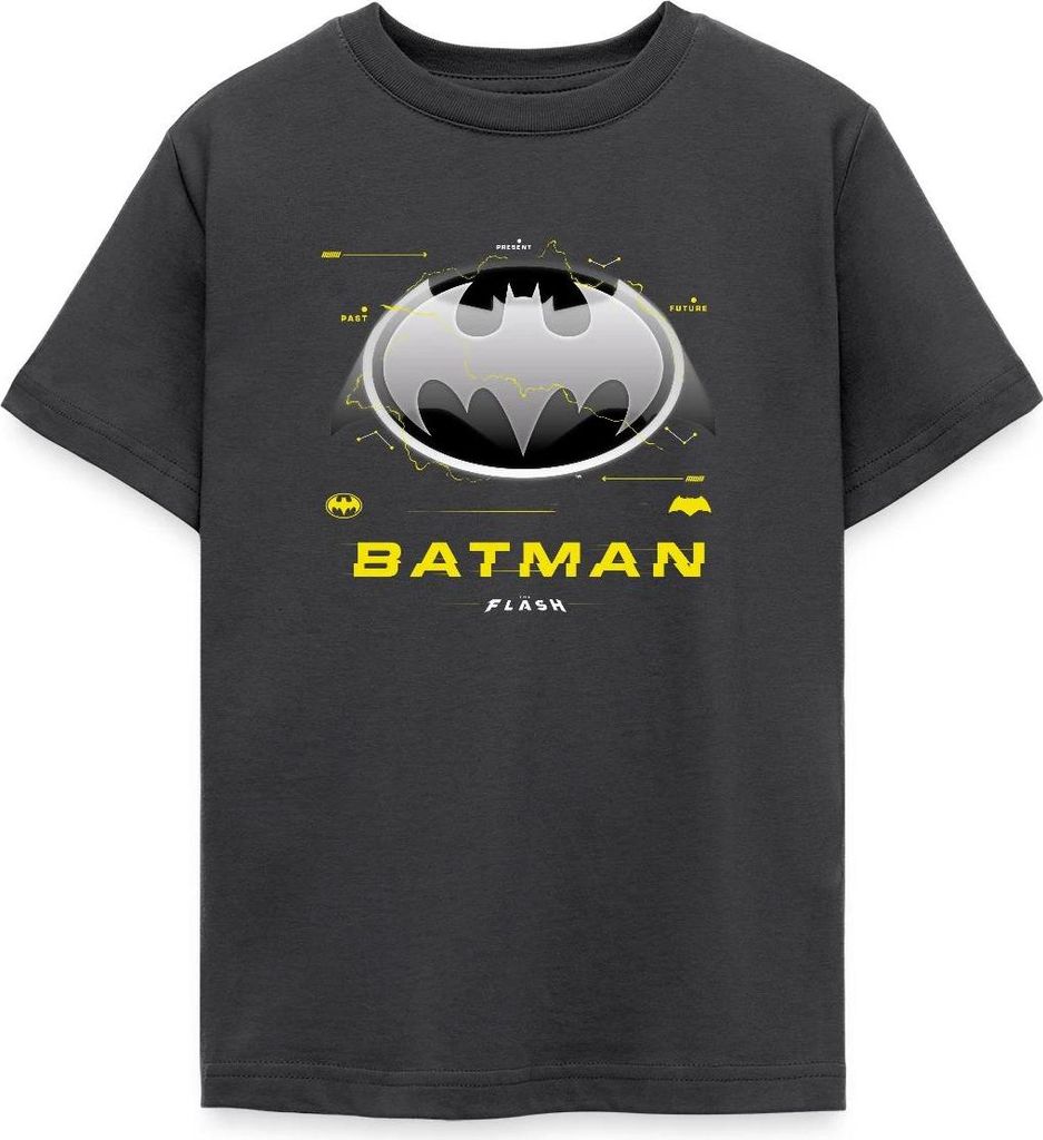 Spreadshirt The Flash Klassisches Batman Logo In Grau Teenager T-Shirt, 134/146 (9-11 Jahre), Dunkelgrau
