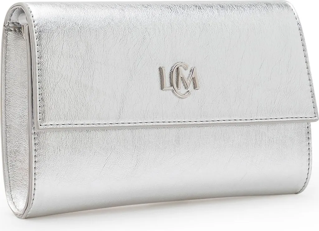 Sac à Main Argenté Métallisé Oliviana L.CREDI Pochette avec Bandoulière