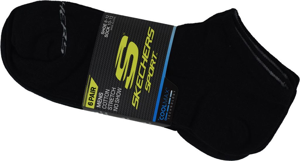 Skechers 6pk Terry No Show S115055-BLK, Sportsokken, Herren, Schwarz, Größe: 41-46