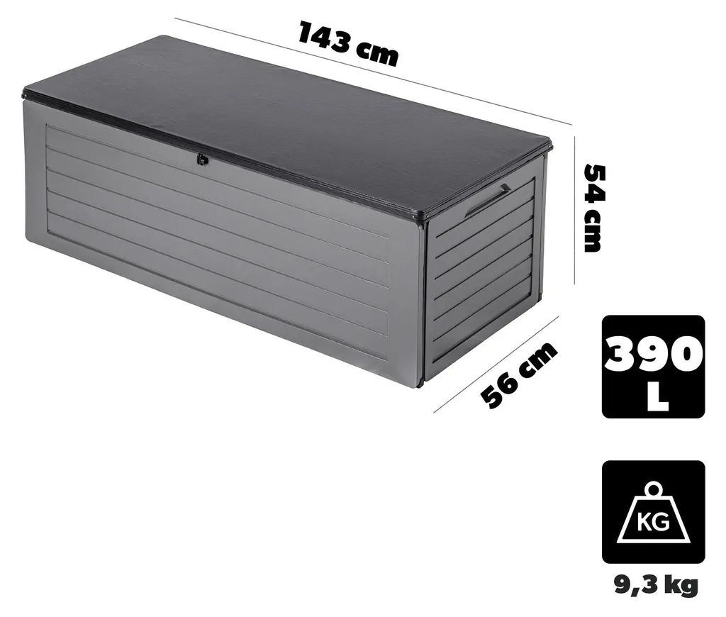 Grand bac de terrasse verrouillable 390 l - Structure robuste grise - 4