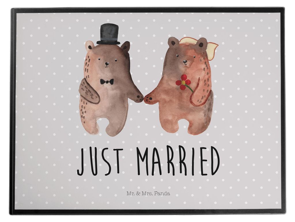 Mr. & Mrs. Panda schreibtischunterlage Bär Heirat - Grau Pastell - Geschenk, bastelmatte, Unterlage Schreibtisch, Teddy, arbeitsmatte, schreibtisc...