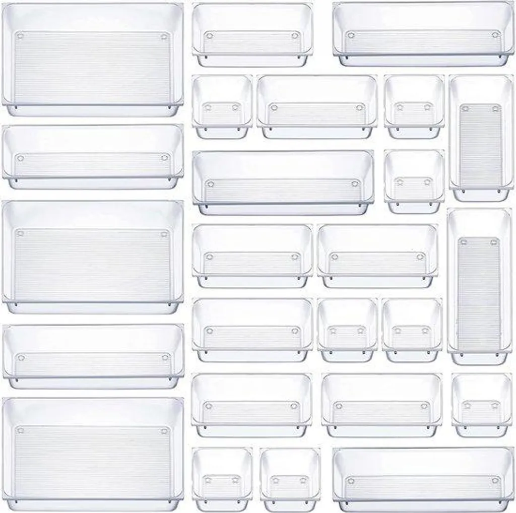 Rangement transparent 25 unités en acrylique résistant pour bureau et maison