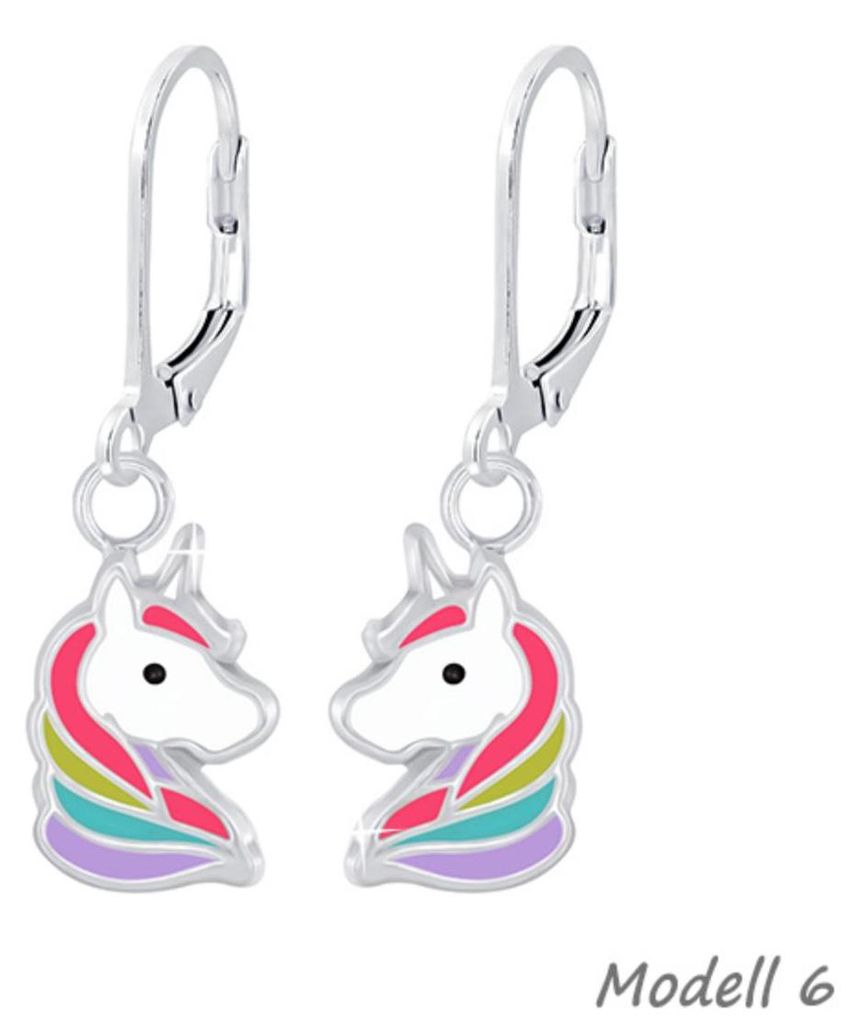 Kinderohrringe „Einhorn“: 925 Silber Ohrhänger für Mädchen Produktbild 