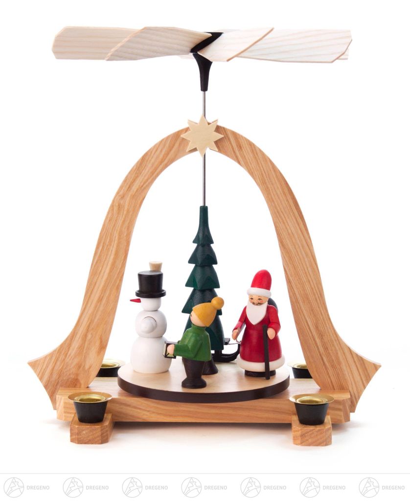 Pyramide "Weihnachtszeit" farbig, für Kerzen d=14mm Breite x Höhe x Tiefe 23,5 cmx26 cmx20 cm NEU
