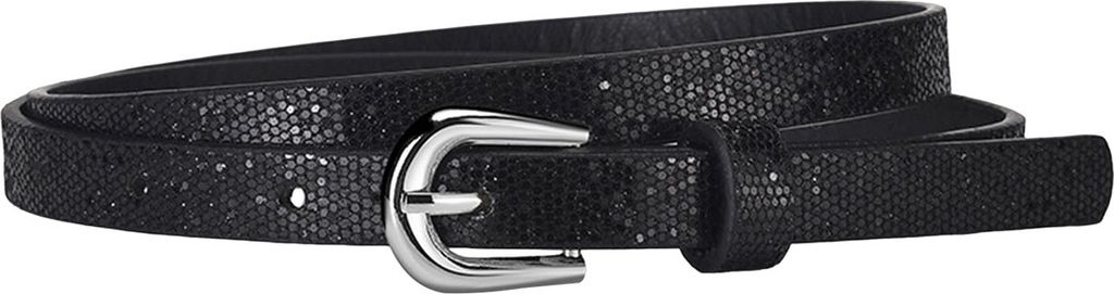 Kindergürtel mit mehreren Löchern verstellbare Länge Bund Jeans Kleid Kunstledergürtel mit Pailletten verziertes Accessoire-Schwarz