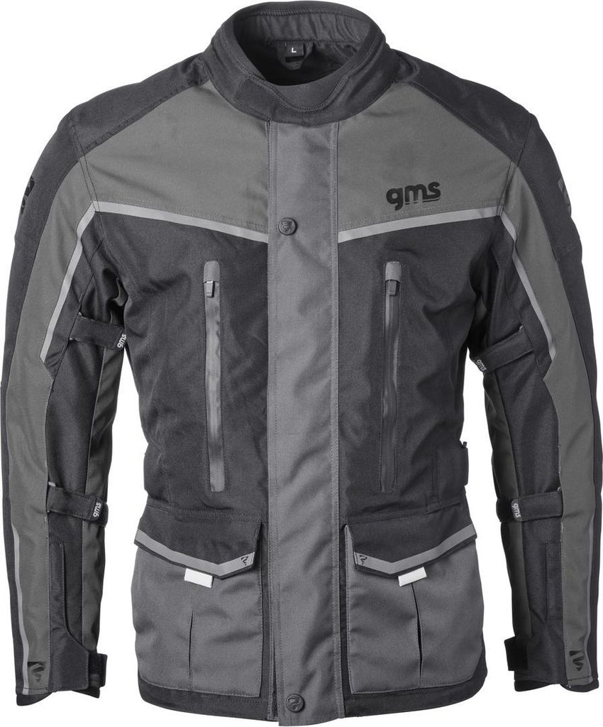 GMS Twister Neo wasserdichte Motorrad Textiljacke, schwarz/grau, 7XL