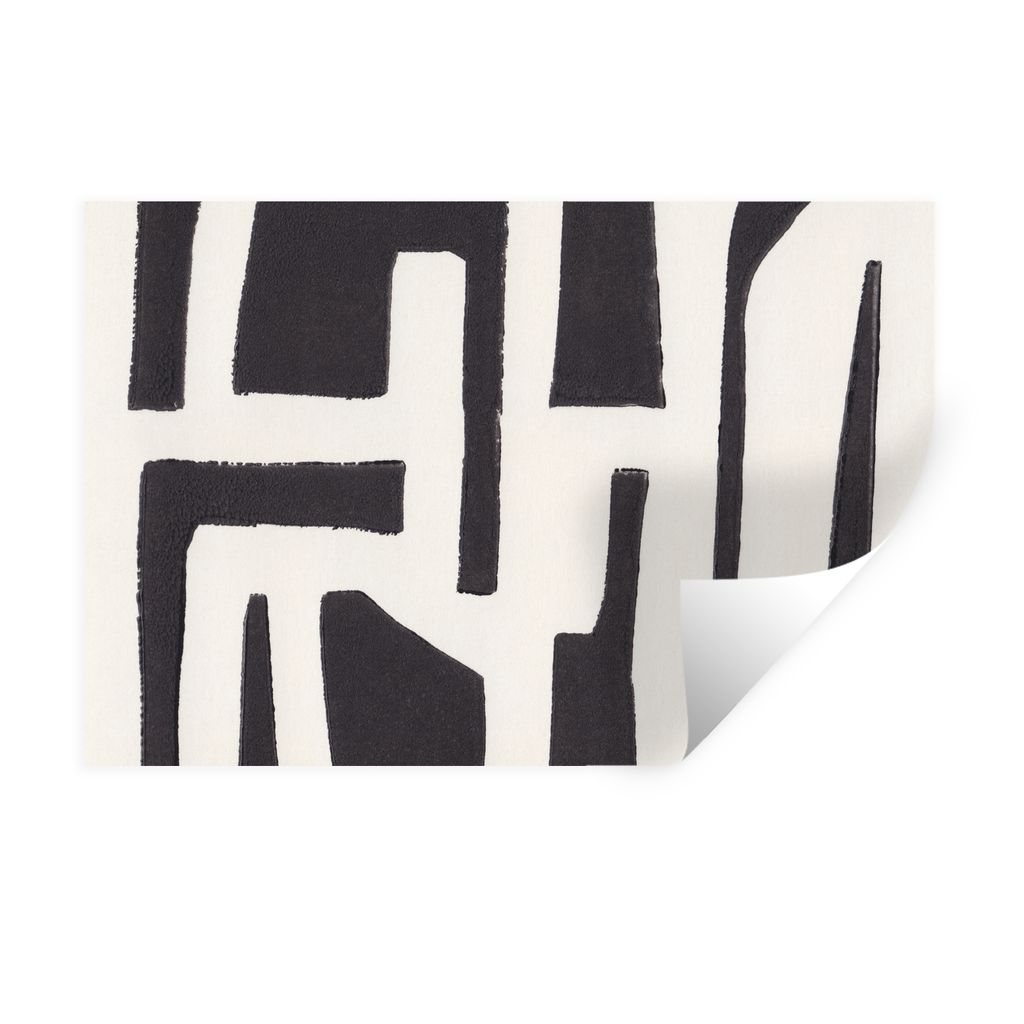 MuchoWow Wandtattoo Wandsticker Wandaufkleber Formen - Abstrakt - Pastell - Schwarz 120x80 cm Selbstklebend und Repositionierbar - Selbstklebend ...