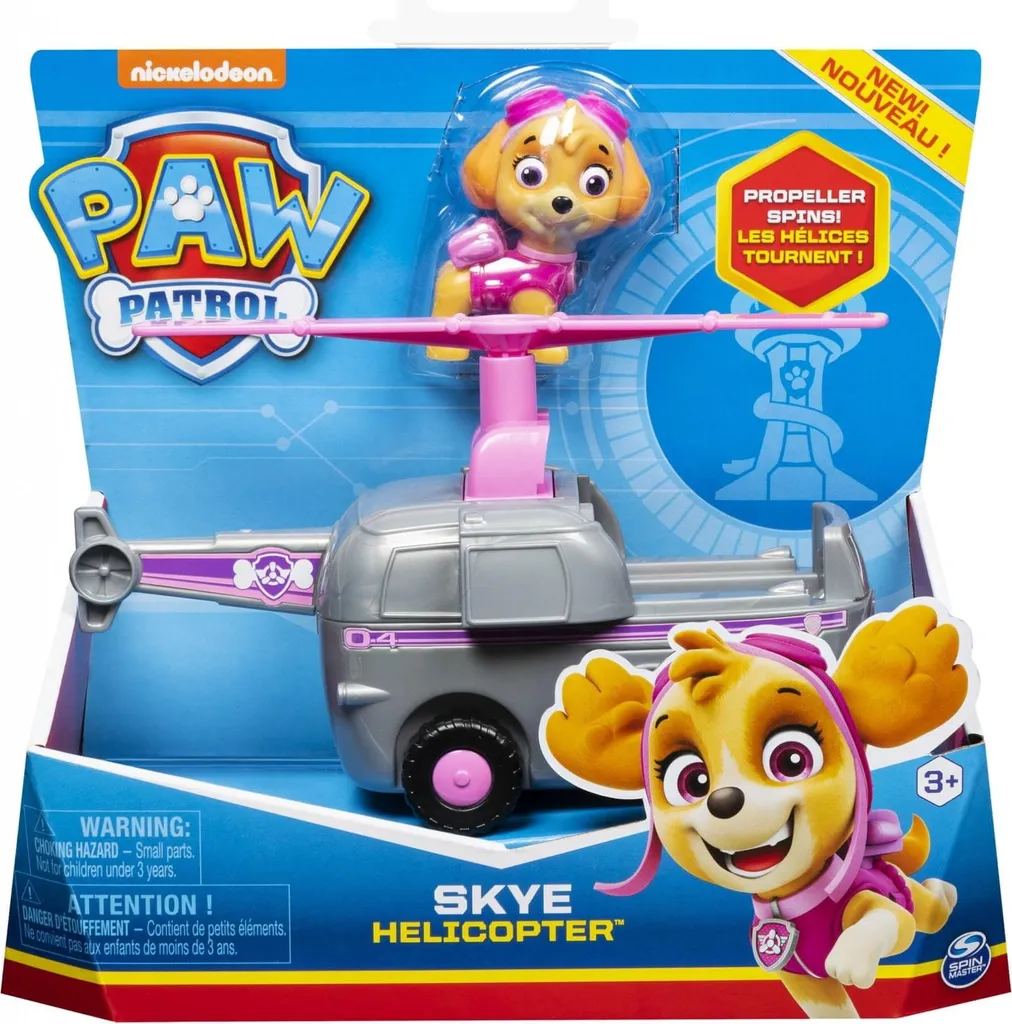 Véhicule Pat' Patrouille avec Figurine Skye : Jouet Hélicoptère Enfant 3+