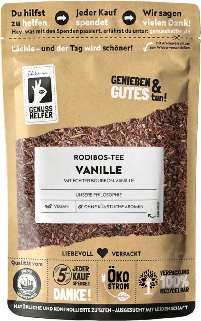 Rooibos-Tee Vanille, lose, verführerisch süß und aromatisch, angenehmer Duft, ohne künstliche Aromen, 10 x 100g