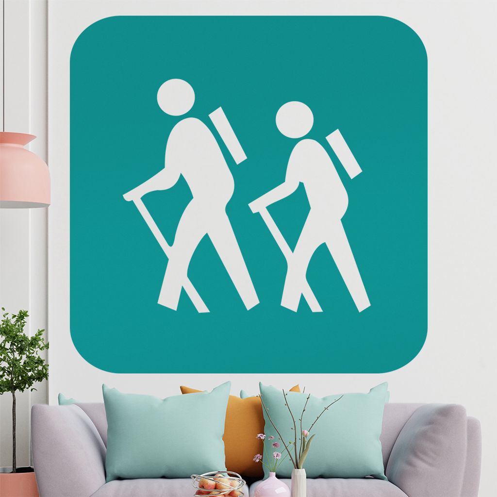 KIWISTAR Wanderer - Rucksack Berge Urlaub Trip Wandtattoo in 6 Größen - Wandaufkleber Wall Sticker - Dekoration, Küche, Wohnzimmer, Schlafzimmer...