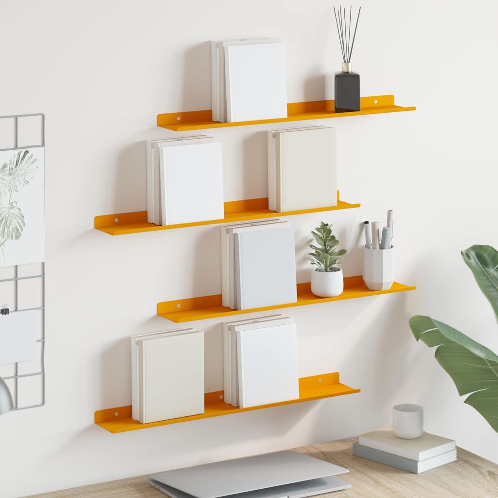 Maison Exclusive - Schwebendes Regal 4 pcs Senfgelb 60 x 8,5 x 2,5 cm Stahl
