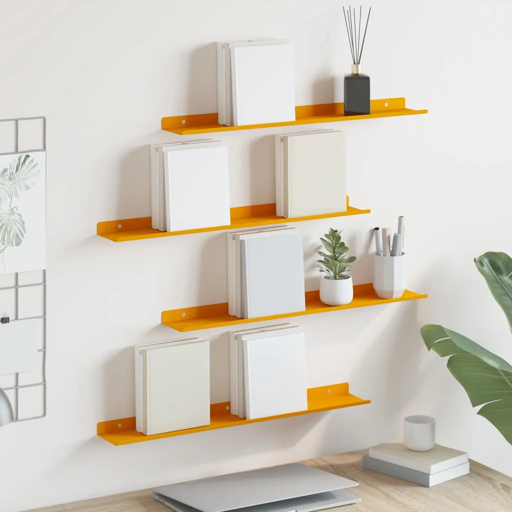 vidaXL Mensole Sospese Giallo Senape - Set da 4 Pezzi 60cm - 2