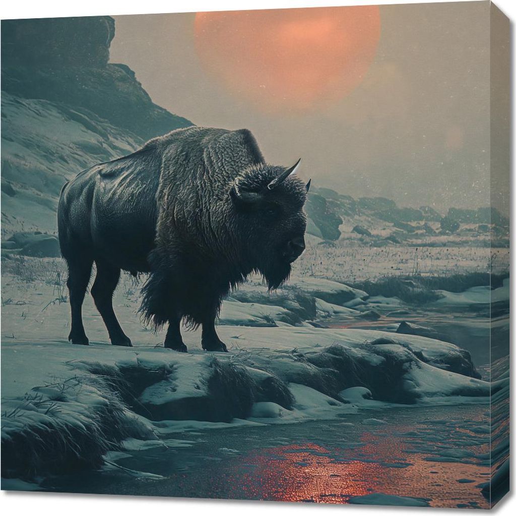 Bild 70x70cm Wisent Monolith