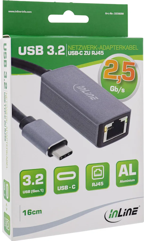 Adattatore Rete Ethernet InLine da USB-C a 2.5G | Office Pro