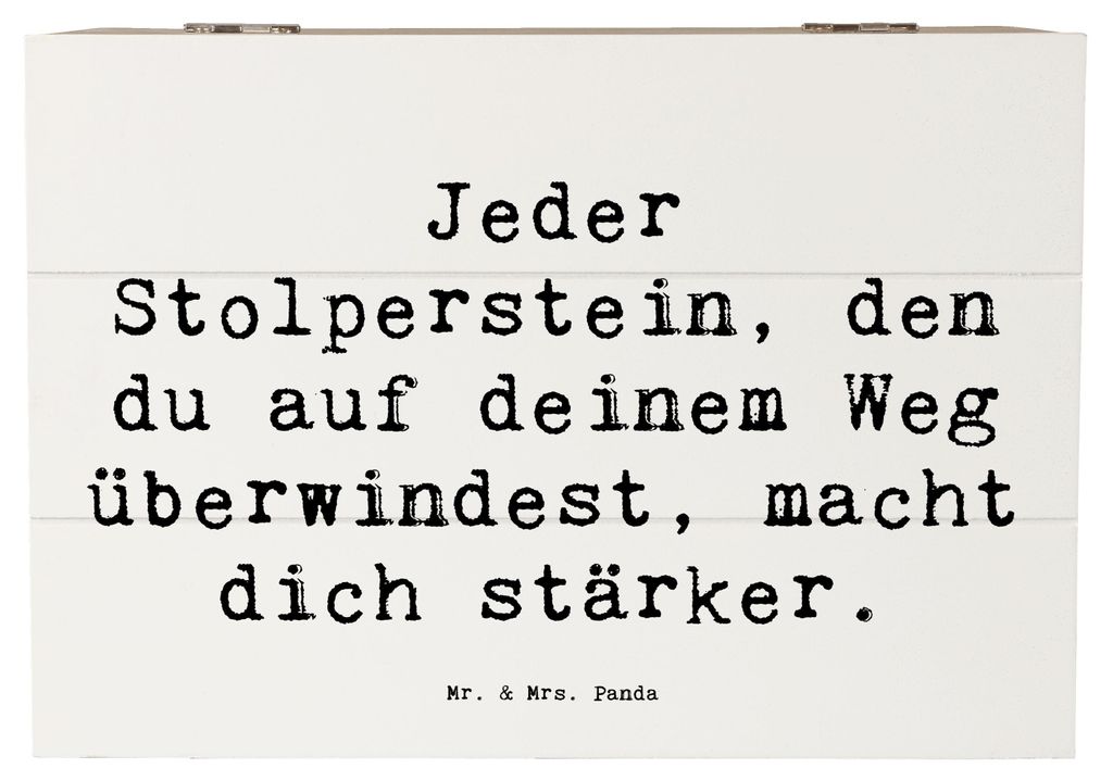 Mr. & Mrs. Panda Schatulle Spruch Stolpersteine im Alltag meistern 22 x 15 cm - Weiß - Geschenk, Trost, Ermutigung, geschenkkiste, fotobox, Lebens...