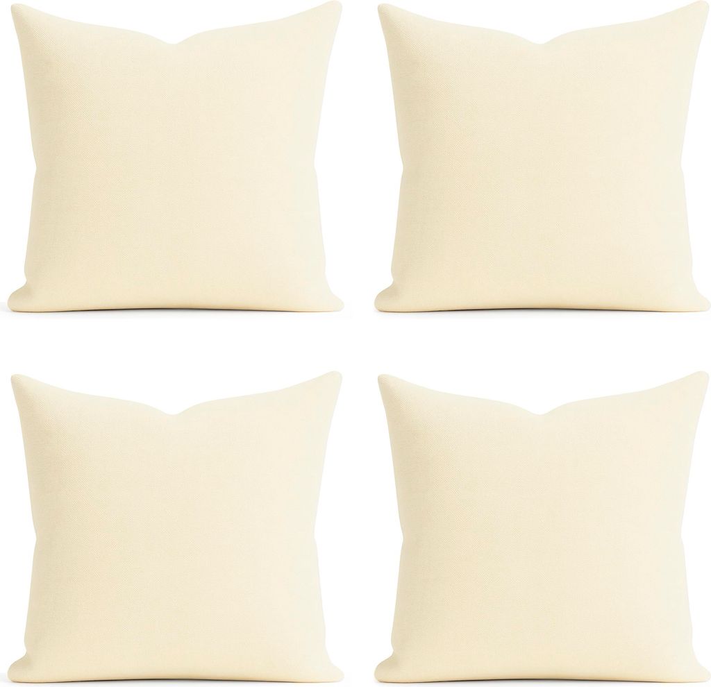 4er Set Kissenhülle 40x40 cm cremeweiß pflegeleicht mit Reißverschluss