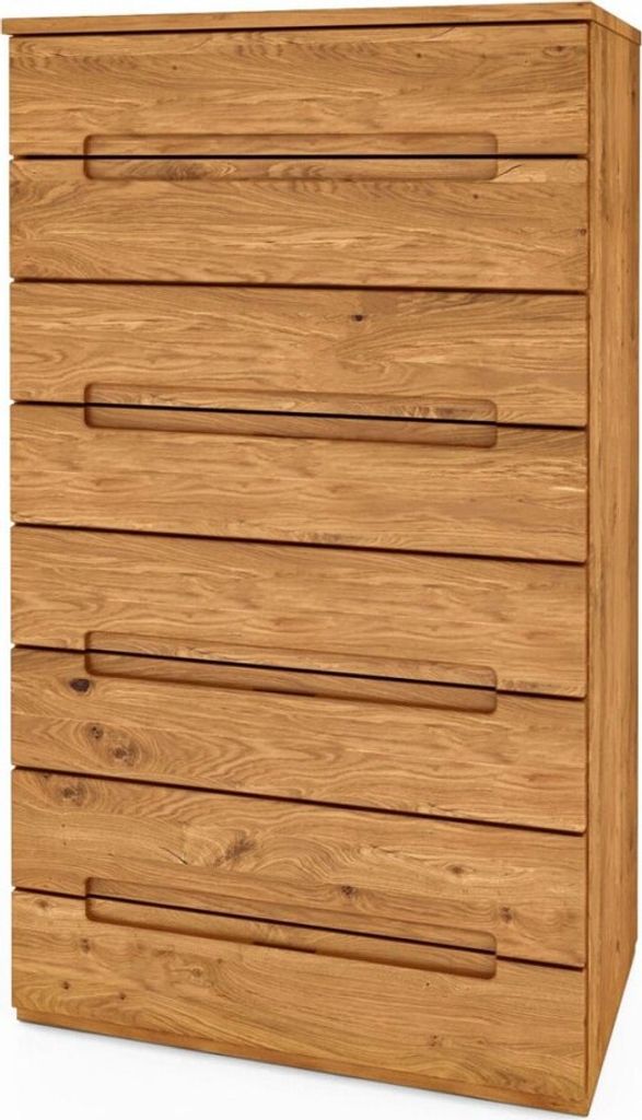 Kommode Bento aus Wildeiche massiv 75x45x129 cm mit 8 Schubladen