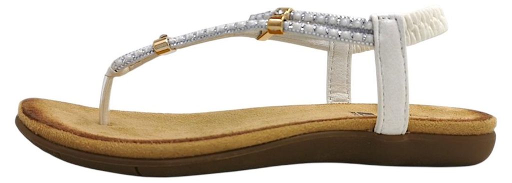 2 Go Fashion Damenschuhe Sandalen Flach Zehensteg Weiß Freizeit, Schuhgröße:40 EU