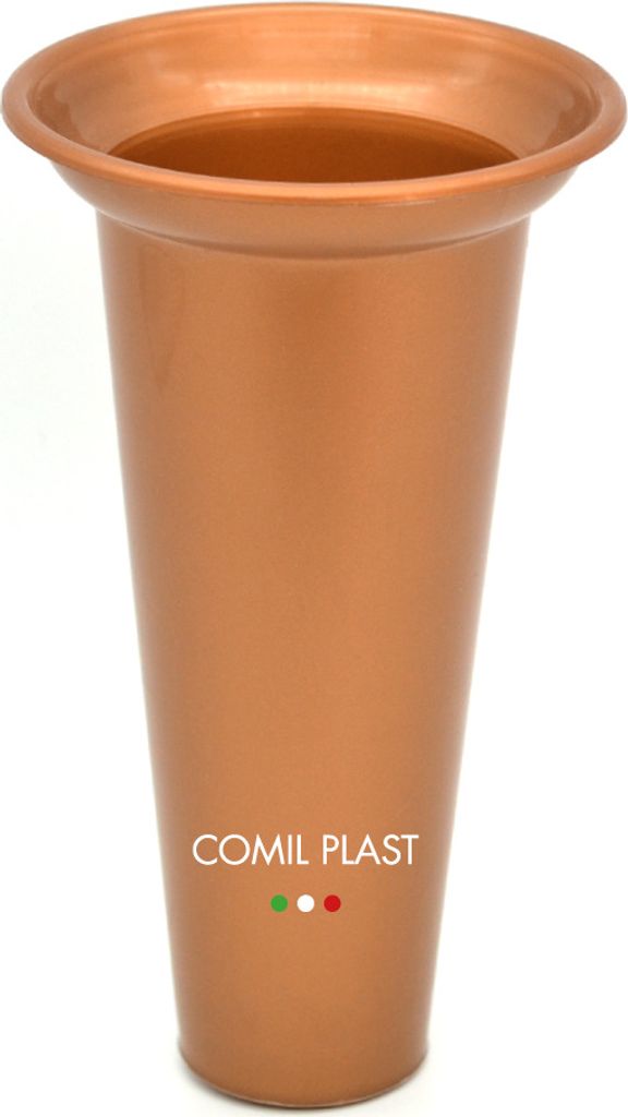 Comil Plast | Innenblumenhalter aus Kunststoff für Friedhofsvase Kupferfarbe | Durchmesser 8 cm, Höhe 15 cm., fünfzehn