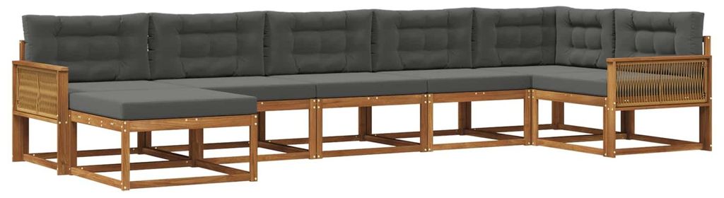 vidaXL Outdoor-Sofagarnitur mit Kissen 7 pcs Natur und Anthrazit