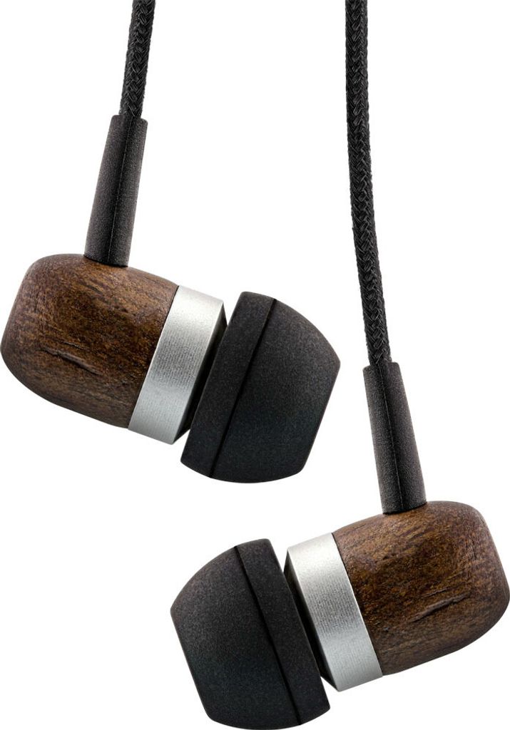 InLine woodin-ear, In-Ear Headset mit Kabelmikrofon und Funktionstaste, Walnuss