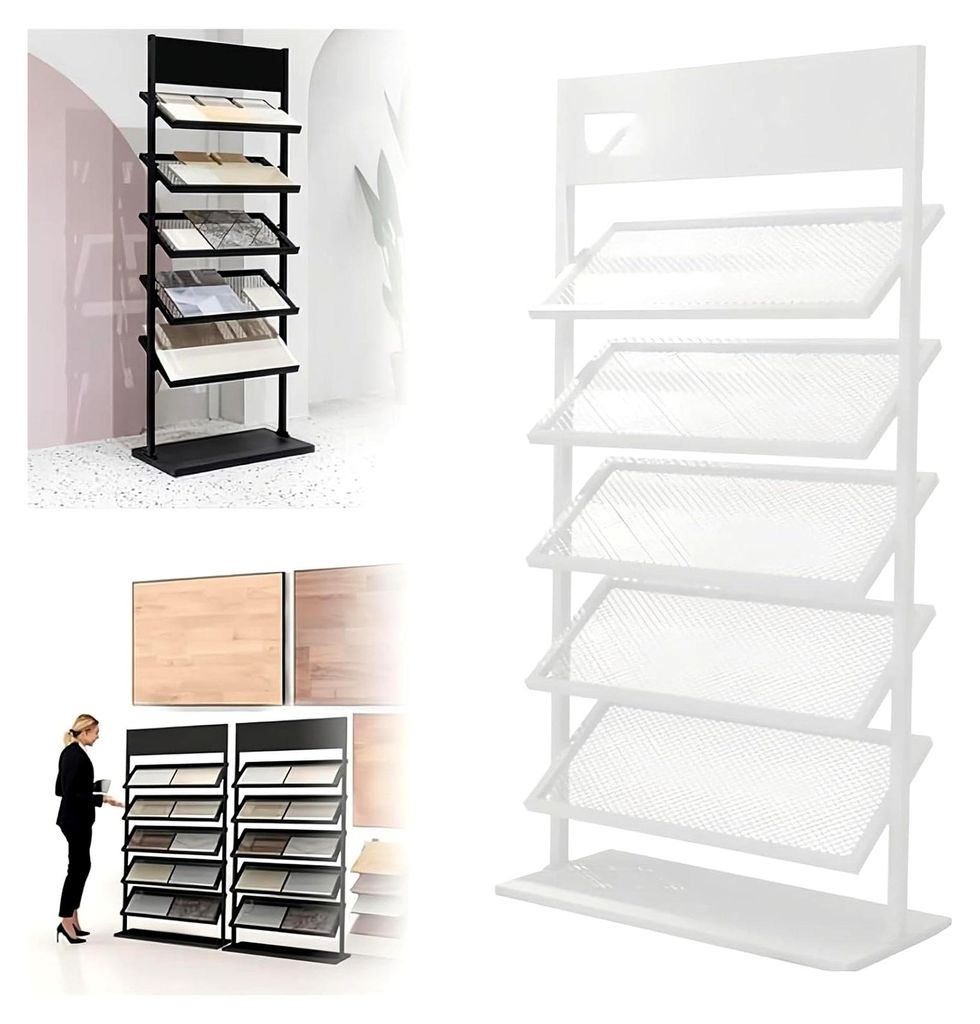 5-stöckiges Präsentationsregal für Keramikfliesen und Porzellanmuster – platzsparender Bodenständer für die Materialpräsentation, geeignet ...