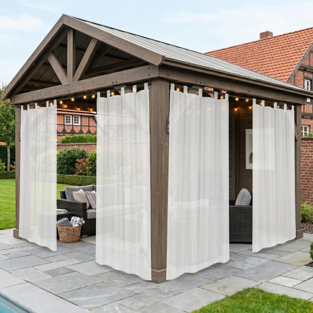 2er Set Outdoor Halbtransparent Vorhänge Wasserdicht Produktbild 