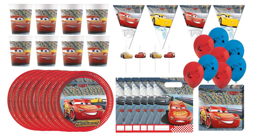 Cars 3 - Kindergeburtstags-Set (55-teilig) Teller Becher Produktbild 