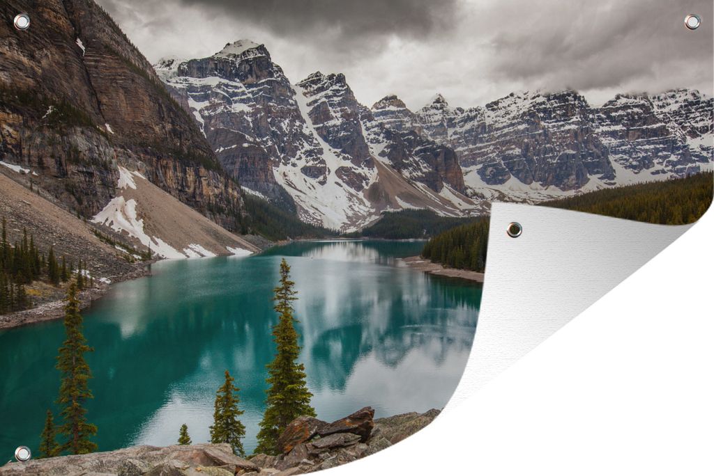 MuchoWow 60x40 cm Outdoor-Poster Gartendeko Sichtschutz Garten Poster für den Garten Moraine Lake im Banff National Park in Nordamerika