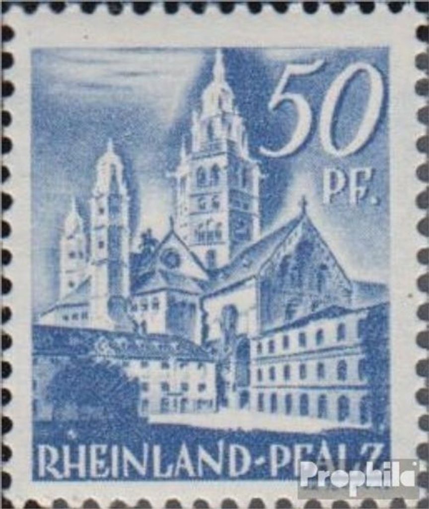 Briefmarken Franz. Zone-Rheinland Pfalz 1947 Mi 11III weißer Fleck über H (Feld 52) postfrisch Freimarke