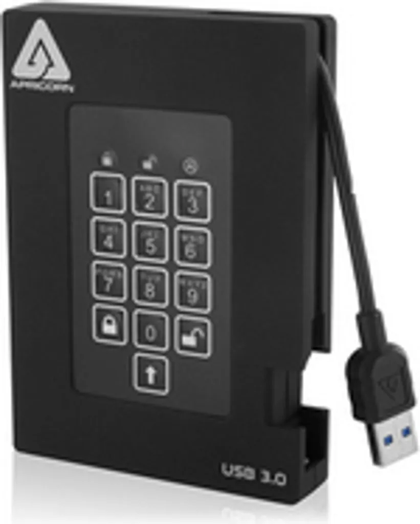 Disque dur Apricorn Aegis Padlock Fortress 256 Go USB 3.2 Noir