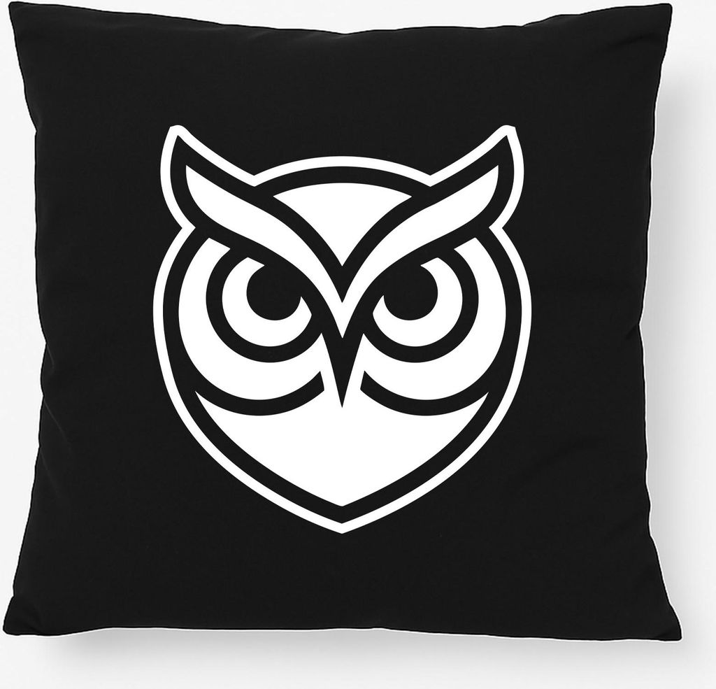 Huuraa Kissen Eule Silhouette 40x40cm mit Füllung Black Baumwolle Dekokissen Geschenkidee