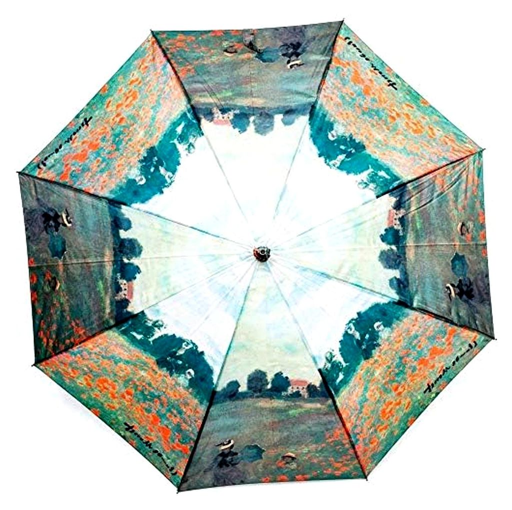 Regenschirm Damen Motiv Claude Monet Mohnblumenfeld I Großer und stabiler Stockschirm mit UV-Schutz