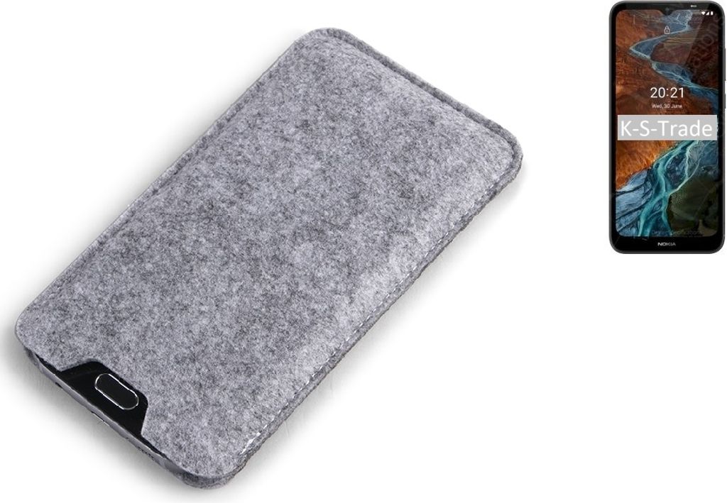 K-S-Trade Filz Handyhülle kompatibel mit Nokia C10 Schutzhülle Filztasche Filz Tasche Case Sleeve Handy Hülle Filzhülle grau