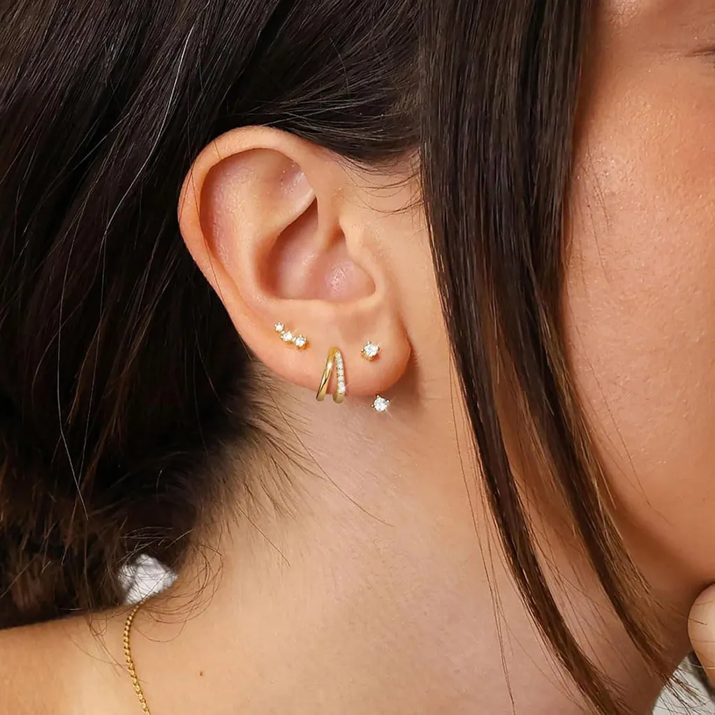 FUNEIA 3 paia di orecchini a cerchio da donna in argento